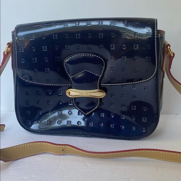 Arcadia Handbags - Arcadia Italian Leather Crossbody Bag in Ocean blue  Patent Leather